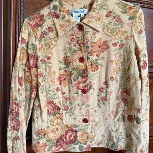 Coldwater Creek Floral Linen Blend Top